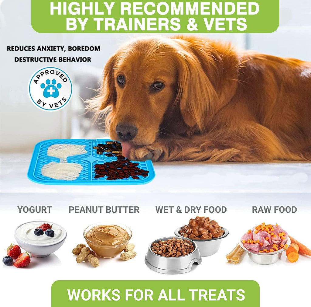 Lick Mat for Dogs, 2 Pcs Dog Lick Mat with Suction Cups for Anxiety, Peanut Butter Dog Licking Mat Slow Feeder Dispensing Treater Lick Pad for Dogs Cats Grooming Bathing and Training Large