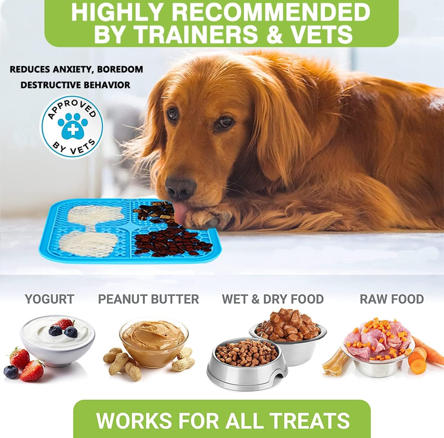 Lick Mat for Dogs, 2 Pcs Dog Lick Mat with Suction Cups for Anxiety, Peanut Butter Dog Licking Mat Slow Feeder Dispensing Treater Lick Pad for Dogs Cats Grooming Bathing and Training Large