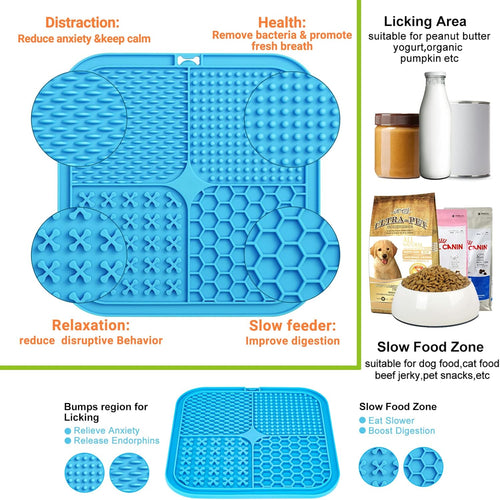 Lick Mat for Dogs, 2 Pcs Dog Lick Mat with Suction Cups for Anxiety, Peanut Butter Dog Licking Mat Slow Feeder Dispensing Treater Lick Pad for Dogs Cats Grooming Bathing and Training Large