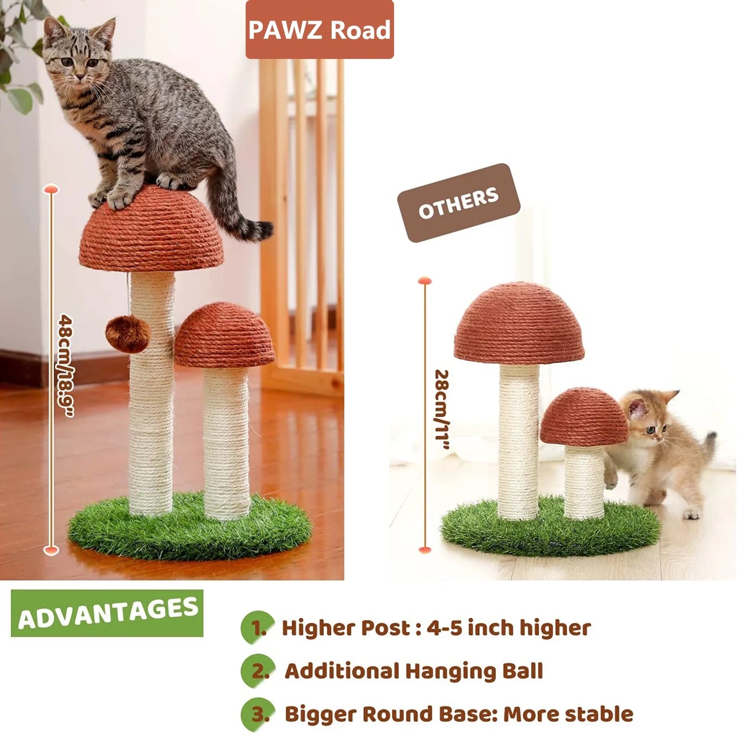Mushroom Cat Scratching Post 19In