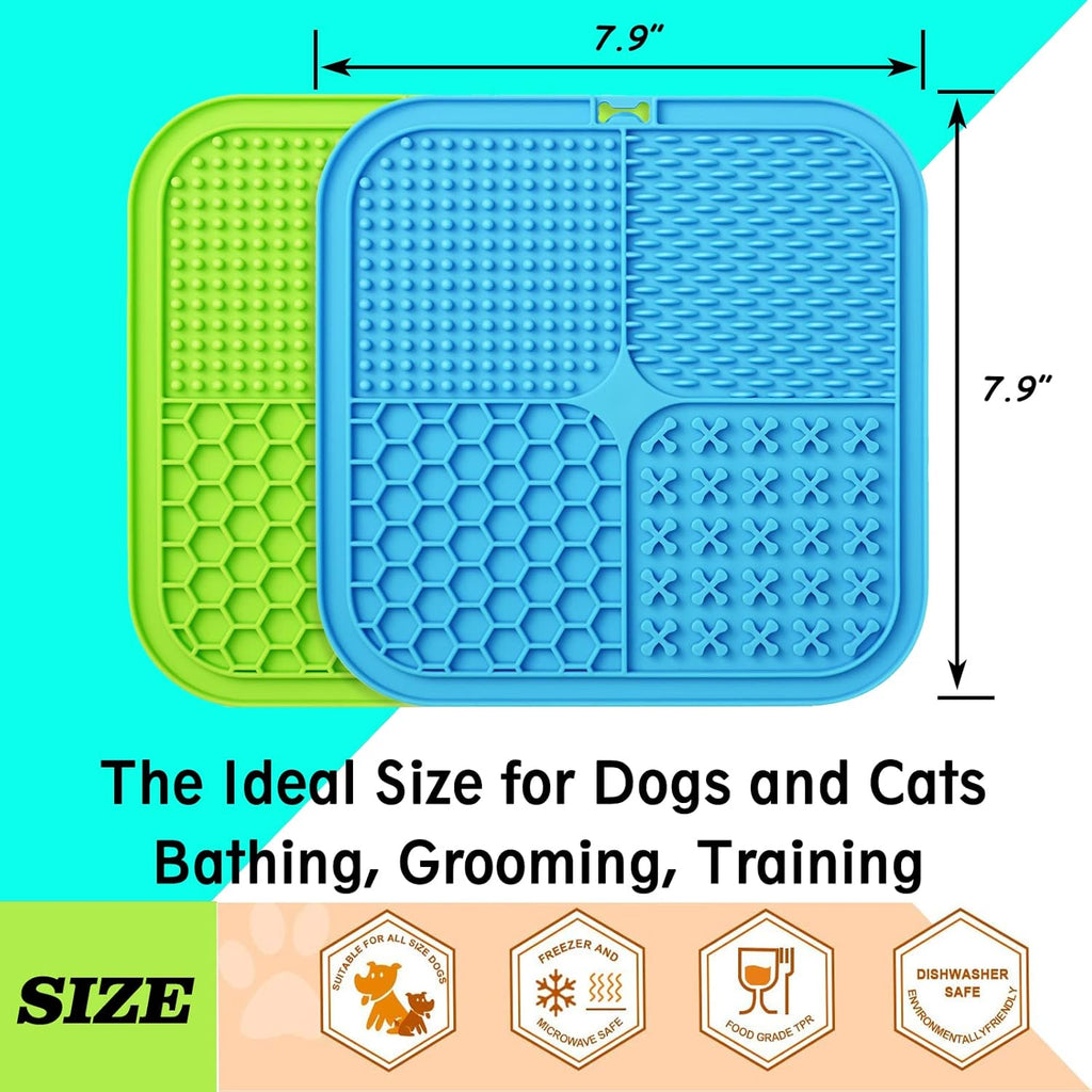 Lick Mat for Dogs, 2 Pcs Dog Lick Mat with Suction Cups for Anxiety, Peanut Butter Dog Licking Mat Slow Feeder Dispensing Treater Lick Pad for Dogs Cats Grooming Bathing and Training Large