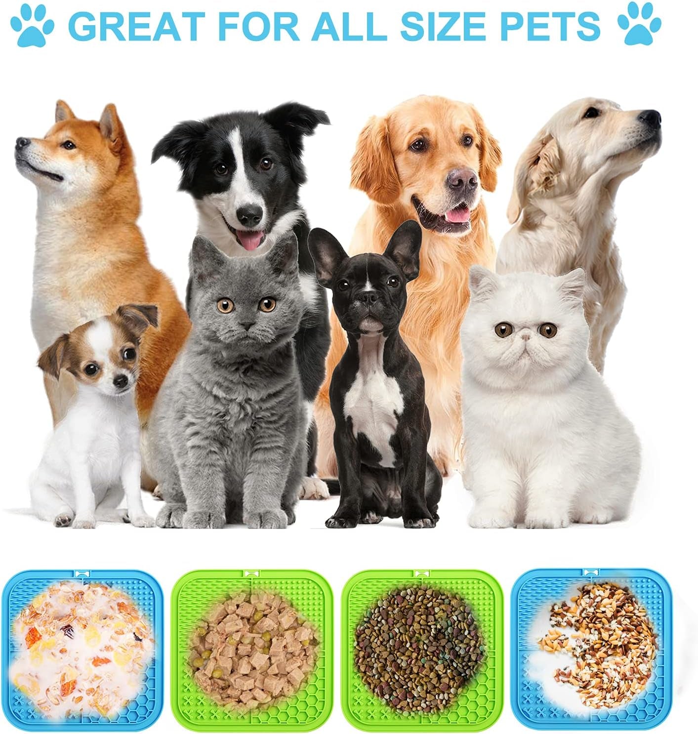 Lick Mat for Dogs, 2 Pcs Dog Lick Mat with Suction Cups for Anxiety, Peanut Butter Dog Licking Mat Slow Feeder Dispensing Treater Lick Pad for Dogs Cats Grooming Bathing and Training Large