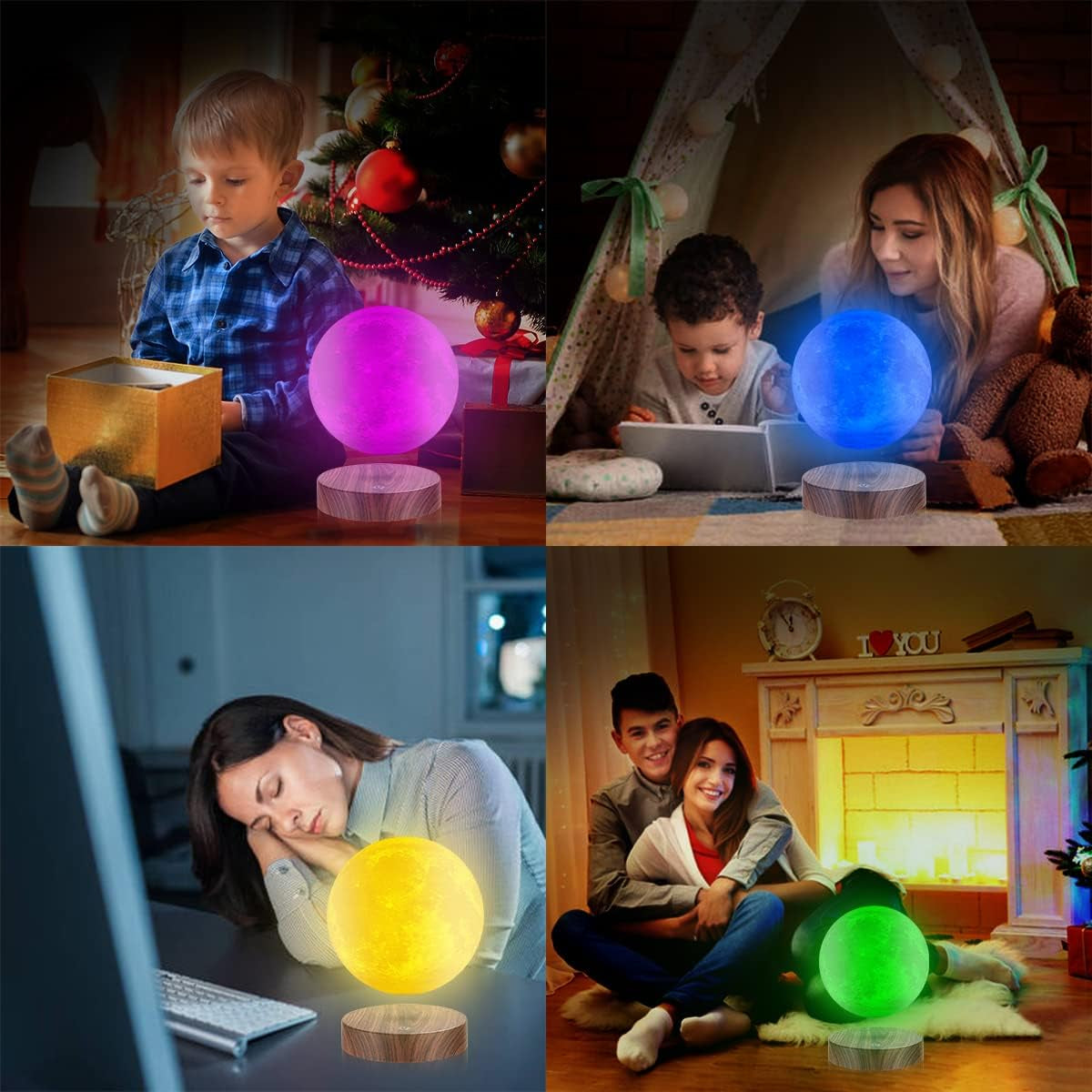 Magnetic Levitating Moon Lamp Floating and Spinning 3D Printing LED Moon Lamp 16 Colors Modes Magnetic Levitation Lunar Night Lights for Home Office Room Table Decoration Cool Gifts