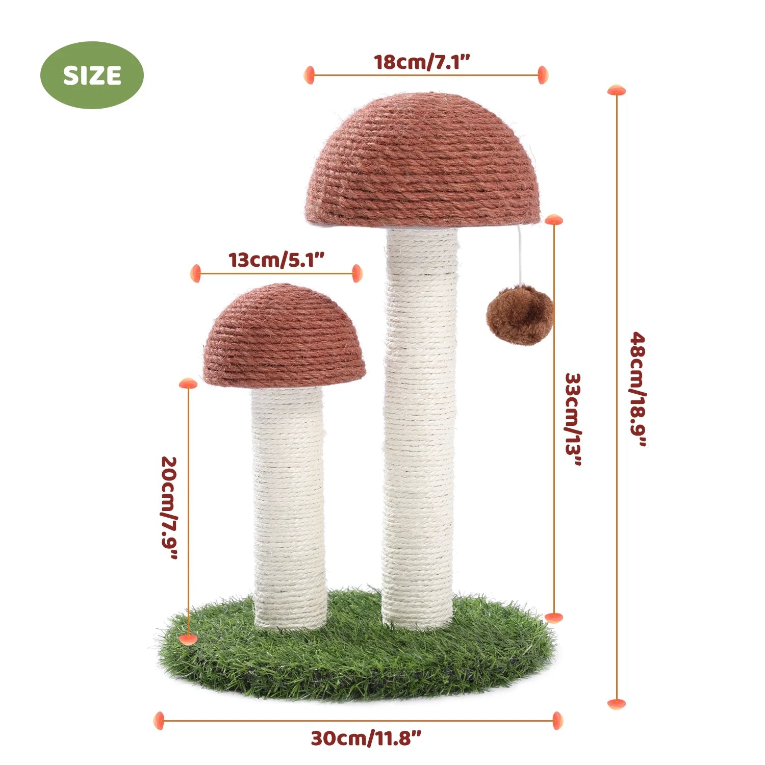 Mushroom Cat Scratching Post 19In