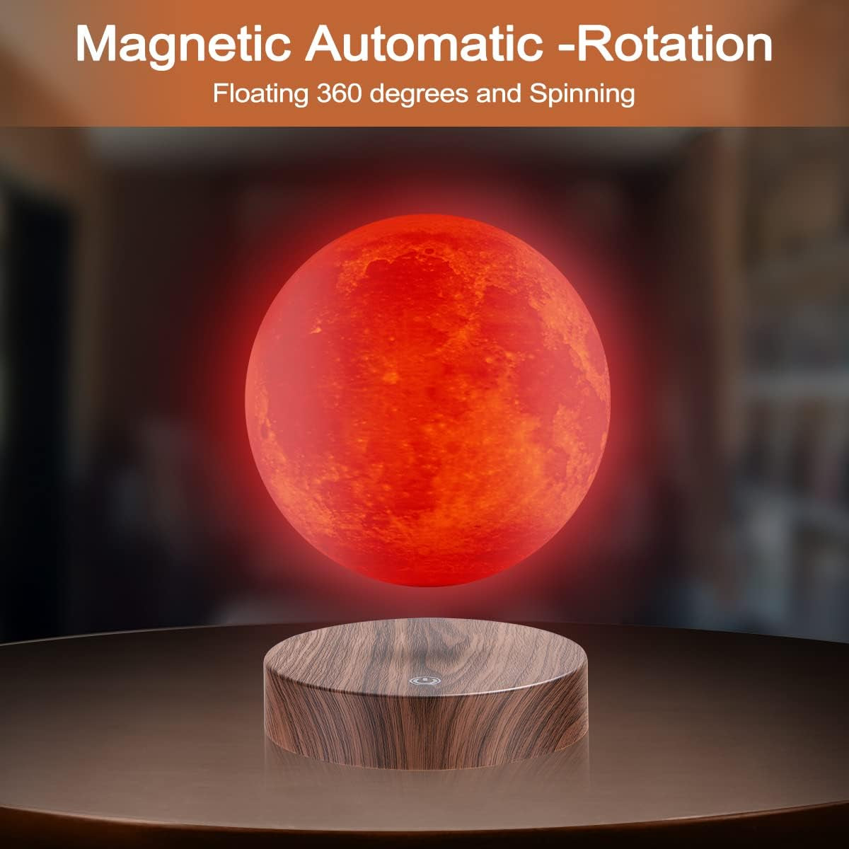 Magnetic Levitating Moon Lamp Floating and Spinning 3D Printing LED Moon Lamp 16 Colors Modes Magnetic Levitation Lunar Night Lights for Home Office Room Table Decoration Cool Gifts